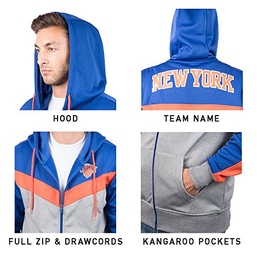 Ultra Game NBA New York Knicks Mens Soft Fleece Full Zip Jacket Hoodie, Team Color, Small