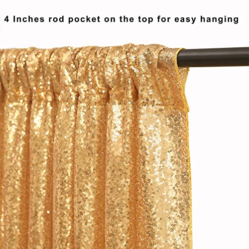 Gold Sequin Backdrop Curtain Panels Stage 2 Pieces 2FTx8FT Wedding Party Background Drapes
