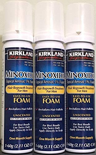 NEW - Kirkland Minoxidil for MEN Hair Growth Treatment Unscented 3 Month Supply Topical Aerosol 5% (Foam), (Compare to Men's Rogaine's Active Ingredient)