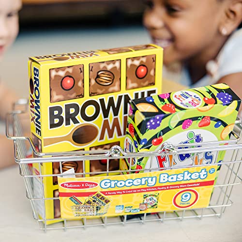Melissa and Doug Grocery Basket - Pretend Play Toy With Heavy Gauge Steel Construction - Food/ Groceries Shopping Basket For Kids Ages 3+