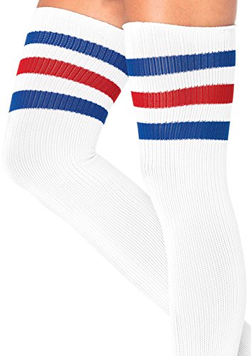 Leg Avenue Women's Athletic Three Striped Knee High Socks, Red/White/Blue, One Size