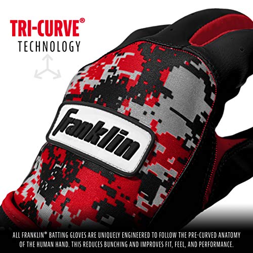 Franklin Sports MLB Digitek Baseball Batting Gloves - Gray/Red Digi - Adult Medium