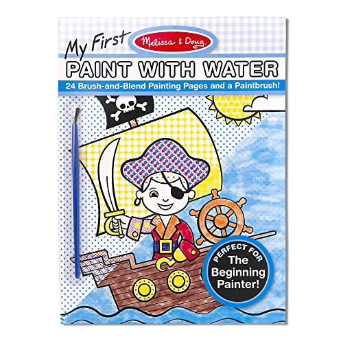 Melissa and Doug My First Paint With Water Kids' Art Pad With Paintbrush - Pirates, Space, Construction, and More