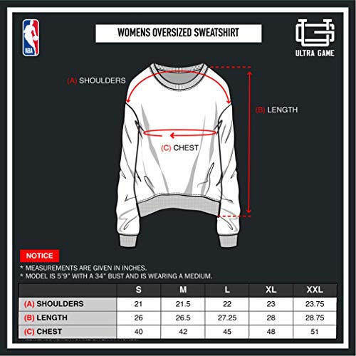 Ultra Game NBA San Antonio Spurs Womens Extra Soft Fleece Distressed Oversized Pullover Sweatshirt, Team Color, Large