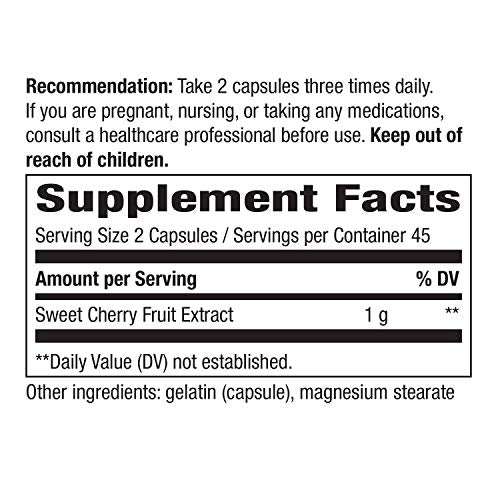 Nature's Way Cherry Fruit, Supports Antioxidant Pathways*, 1,000 mg Per Serving, 90 Capsules