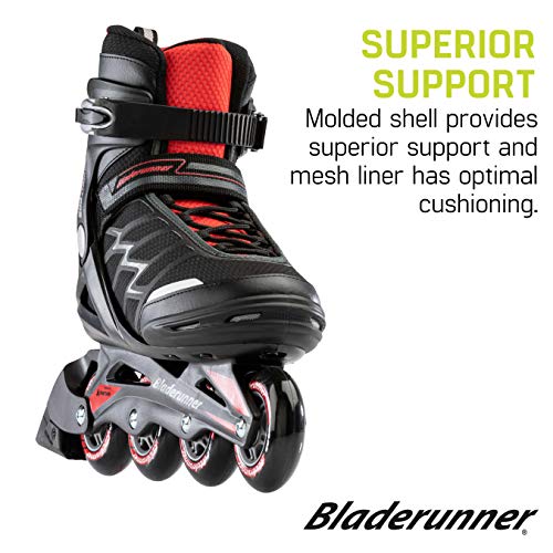 Bladerunner by Rollerblade Advantage Pro XT Men's Adult Fitness Inline Skate, Black and Red, Inline Skates, 7