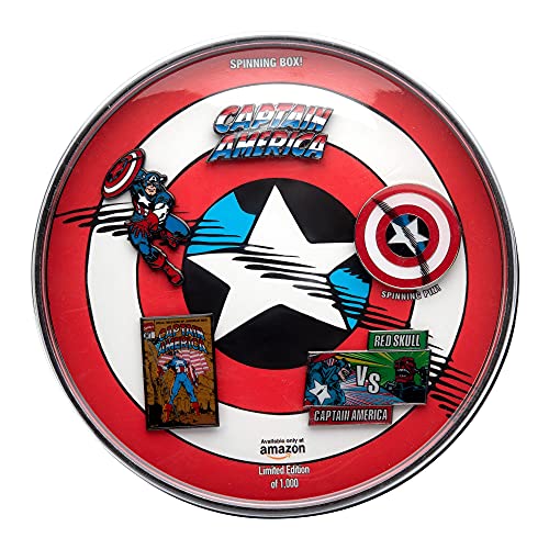 Marvel Studios: Captain America 80th Classic Metal-based with Enamel 5 Lapel Pin Set. Comes in an Officially Licensed Spinning 16cm Circular Window Box. (Amazon Exclusive)