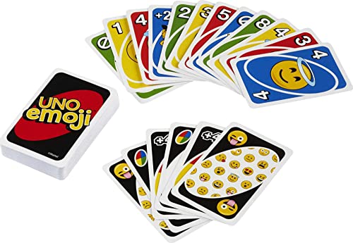 UNO Emoji Card Game for Family Night, Travel Game with Emoji Graphics and Special Rule for 2-10 Players
