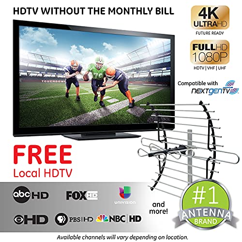 GE Attic Mount HD Digital TV Antenna, Longe Range Smart TV Antenna, Out of Sight Compact Design, Supports 4K 1080P HD Smart TV VHF UHF, Mount Included for Attic or Outdoor, Weather Resistant, 33692