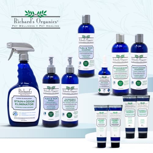 Richard’s Organics Flea and Tick Shampoo for Dogs – 100% All-Natural Actives Kills Fleas, Ticks and Repels Mosquitos – Flea Shampoo is Gentle, Won’t Dry Skin, Great Smelling Essential Oils (12oz bottle),FG00440