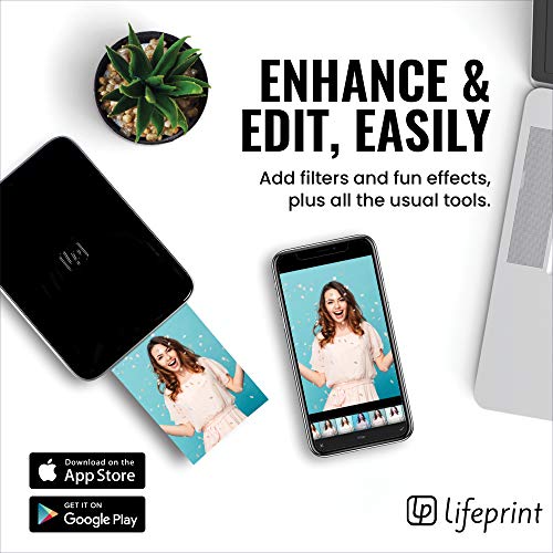 Lifeprint 3x4.5 Portable Photo and Video Printer for iPhone and Android. Make Your Photos Come to Life w/Augmented Reality - Black