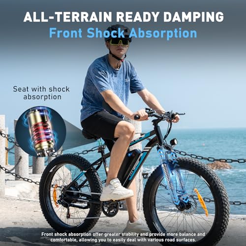 HITWAY Electric Bike for Adults, 26' × 2.125/3.0/4.0 Fat Tire E Bike 12Ah/15Ah Removable Electric Bicycle, 500W/750W Mountain Bike Snow Beach Bicycle with 7 Gears