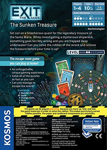 The Sunken Treasure | Exit: The Game - A Kosmos| Family-Friendly, Card-Based At-Home Escape Room Experience for 1 To 4 Players, Ages 10+