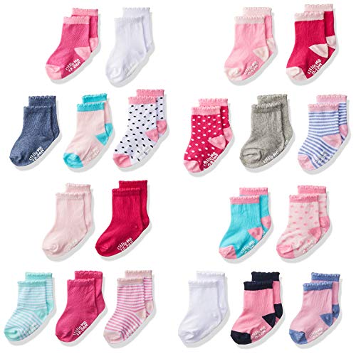 Little Me 20-Pair Newborn Baby Infant and Toddler Girls Socks, 0-12/12-24 Months, Assorted Size Pack, Multi, 40count (Pack of 1
