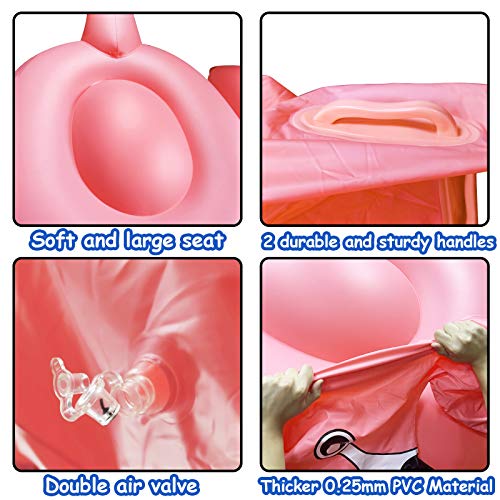 TURNMEON 102' Huge Flamingo Inflatable Pool Float Summer Beach Float Swimming Pool Party Toys Lounge Raft Ride-on Water Pool Floatie for 2-4 Multi Players Adults Kids Island (Flamingo and Unicorn)