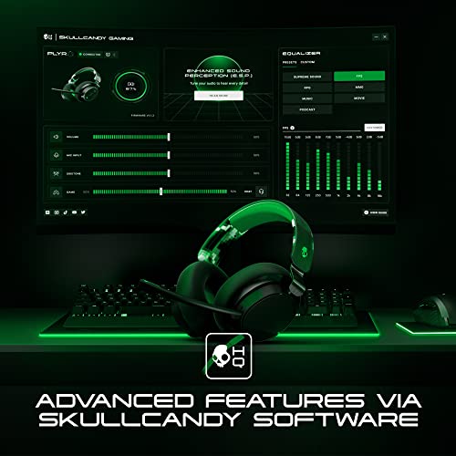 Skullcandy SLYR Pro Wired Over-Ear Gaming Headset/Soft Earpads/Clear Voice Smart Mic/Works with Playstation, PS5, Xbox, Xbox Series X, Nintendo Switch, Mobile, VR, and PC/Kids or Adult - Green