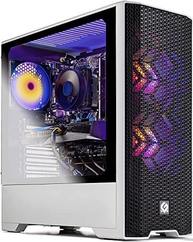 SkyTech Blaze 3.0 Gaming Computer PC Desktop - Intel i3-10100F, GTX 1650, 500GB SSD, 8GB DDR4 3000, RGB Fans, AC WiFi, Windows 10 Home 64-bit, White