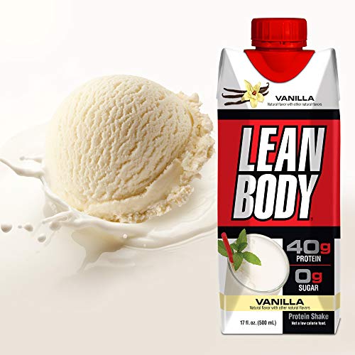 Lean Body Ready-to-Drink Vanilla Protein Shake, 40g Protein, Whey Blend, 0 Sugar, Gluten Free, 22 Vitamins and Minerals, (Recyclable Carton and Lid - Pack of 12) LABRADA