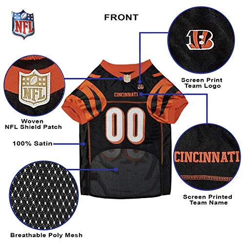 NFL Cincinnati Bengals Dog Jersey, Size: Small. Best Football Jersey Costume for Dogs and Cats. Licensed Jersey Shirt.