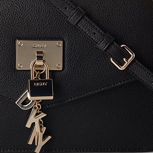 DKNY Women's Everyday Multipurpose Crossbody Handbag Shoulder Bag, Black/Gold Elissa Large, One Size US