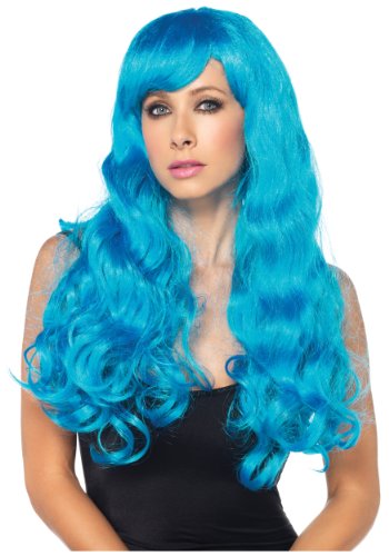 Leg Avenue Women's Star Wig, Neon Blue 25' Long Wavy, One Size