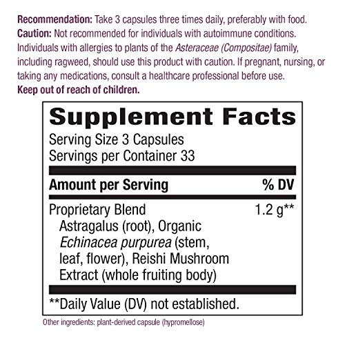 Nature's Way Echinacea Astragalus and Reishi, Immune Support*, 100 Capsules