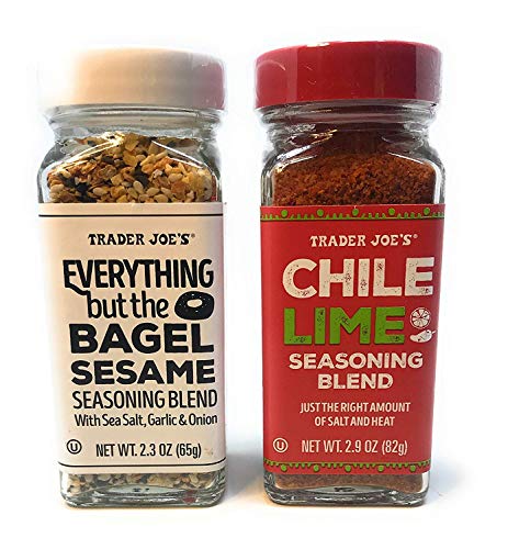 Trader Joe's Seasonings Bundle - Everything But The Bagel Sesame and Chile Lime Seasoning Blends (1 of each)