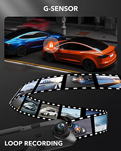 WOLFBOX G850 4K Mirror Dash Cam,12'' Mirror Dash Cam Front and Rear,1080P Rear View Mirror Camera,Dual Dash Camera for Cars with 64GB TF Card and GPS,Super Night Vision,Parking Monitoring