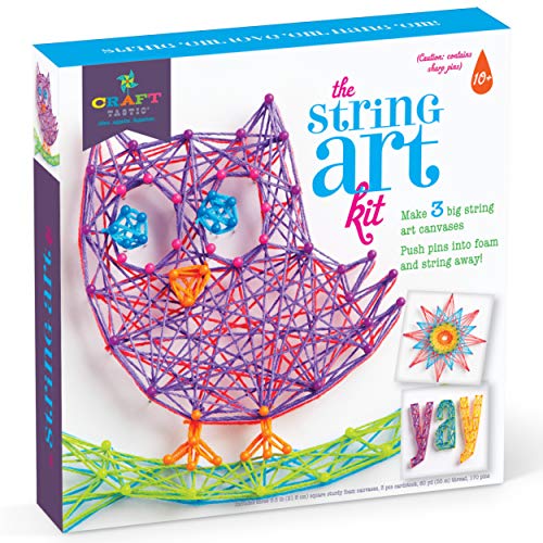 Craft-tastic DIY String Art – Craft Kit for Kids – Everything Included for 3 Fun Arts and Crafts Projects – Owl Series, Large