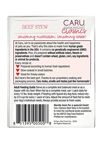 Caru Real Beef Stew for Dogs, Natural Adult Wet Dog Food with Added Vitamins and Minerals, Free From Grain, Wheat and Gluten (Pack of 12)