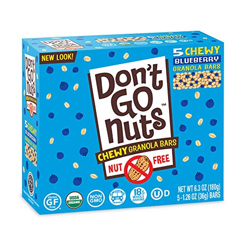 Don't Go Nuts Nut-Free Organic Chewy Granola Bars, Blueberry, 30 Count, Non GMO, Gluten Free