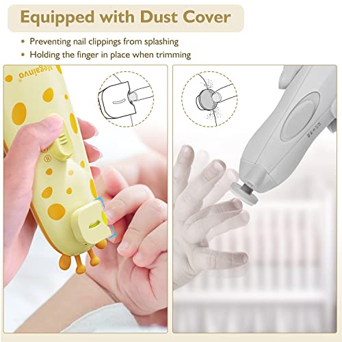 Baby Nail Trimmer Electric Baby Nail File with Light 10 Grinding Heads Safe Queit Baby Nail Grooming Care Kit for Newborn Infant Toddler Toes Fingernails - Orange
