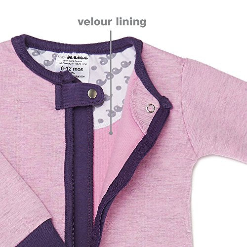 baby deedee 1 Piece Cotton, Velour Long Sleeve Footless Romper Pajama, Sweet Pea, 18-24 Months