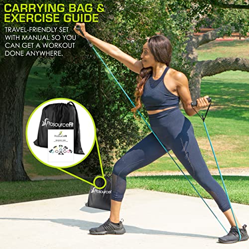 ProsourceFit Tube Resistance Bands Set 2 - 20 LB with Attached Handles, Door Anchor, and Exercise Guide Full-Body Exercises and Home Workouts