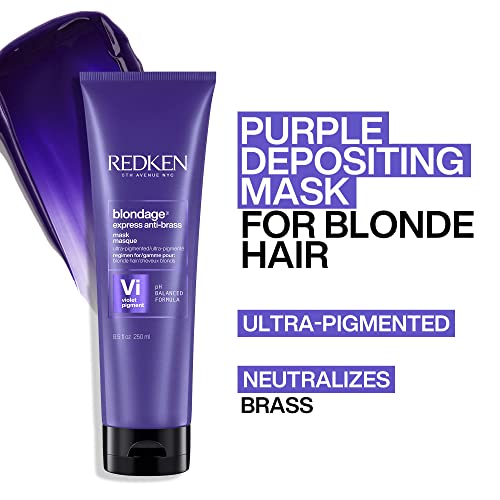 Redken Color Extend Blondage Express Anti-Brass Hair Mask | For Blonde and Highlighted Hair | Hair Toner | Ultra-Pigmented Purple Hair Mask For Blonde Hair