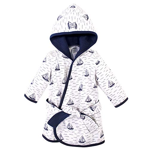 Hudson Baby Unisex Baby Cotton Rich Bathrobe, Sailboat, 0-9 Months