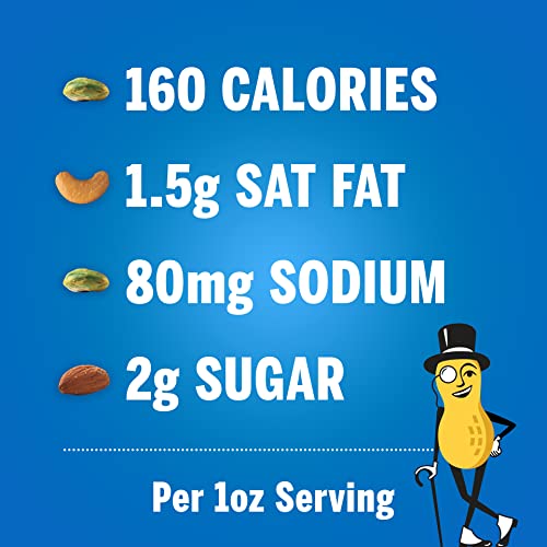 PLANTERS Deluxe Pistachio Mix, 1.15 lb. Resealable Canister - Deluxe Pistachio Mix: Pistachios, Almonds and Cashews Roasted in Peanut Oil with Sea Salt - Kosher, Savory Snack