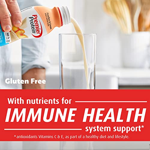 Premier Protein Shake 30g 1g Sugar 24 Vitamins Minerals Nutrients to Support Immune Health 11.5 12 Pack, Peaches and Cream, 138 Fl Oz