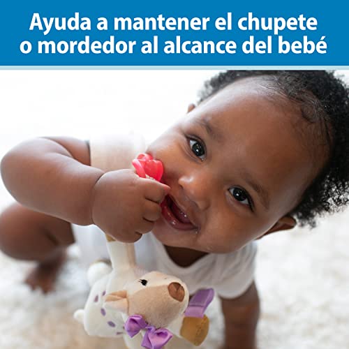 Dr. Brown's Baby Lovey Pacifier Holder and Teether Clip, Lion with White HappyPaci, 100% Silicone, 0-6m