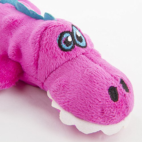 goDog Gators Just for Me Squeaker Plush Pet Toy for Dogs and Puppies, Soft and Durable, Tough and Chew Resistant, Reinforced Seams - Pink, Mini