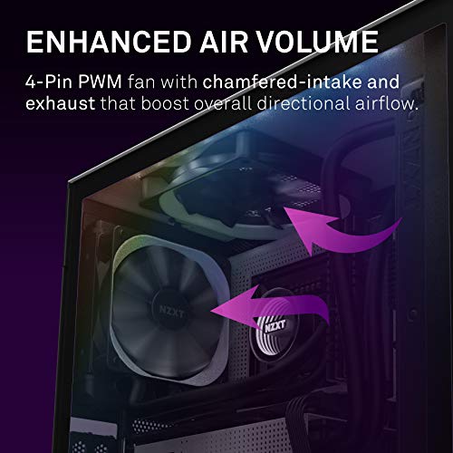 NZXT AER F - RF-AF120-B1 - 120mm - Winglet Designed Fan Blades - Fluid Dynamic Bearings - PWM Airﬂow Fans - Gaming Computer Fan