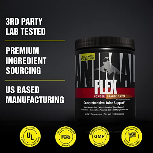 Animal Flex Powder – All-in-one Complete Joint Support Supplement– Contains Collagen, Turmeric Root, Curcumin, Glucosamine and Chondroitin – Helps Repair And Restore Joints – Orange Flavor, 30 Scoops