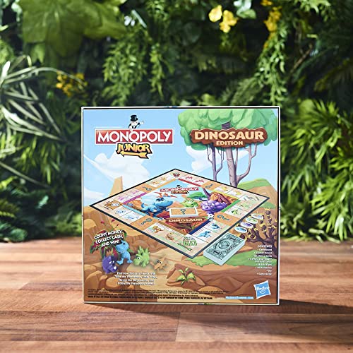 Monopoly Junior Dinosaur Edition Board Game, Kids Board Games, Fun Dinosaur Toys, Dinosaur Board Game for 2-4 players,Multicolor (Amazon Exclusive)