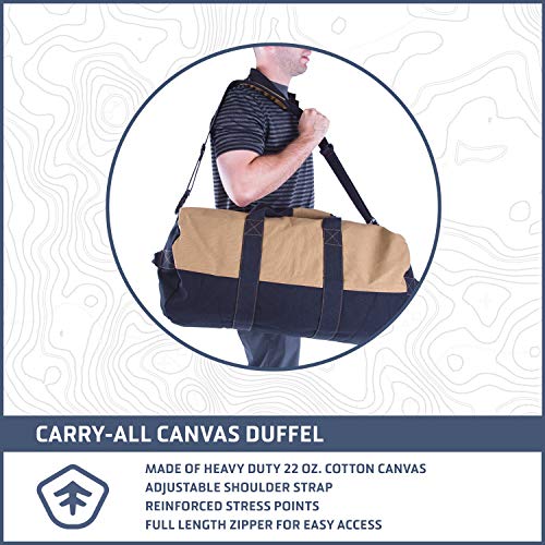 STANSPORT - Two-Tone Canvas Duffle Bag With Zipper For Gym, Travel, and Storage , 18 x 36-Inch