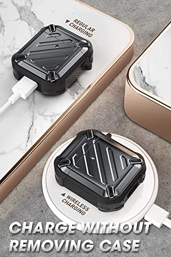 SUPCASE Unicorn Beetle Pro Series Case Designed for Airpods 1 and 2, Full-Body Rugged Protective Case with Carabiner for Apple Airpods 1st and 2nd (Black)
