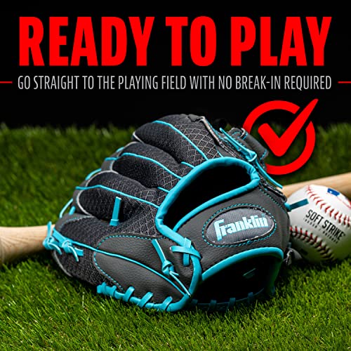 Franklin Sports Kids Baseball Glove - Youth Baseball, Softball + Teeball Glove for Boys + Girls - Shok Sorb Glove - Right Hand Throw - Blue - 10.5'
