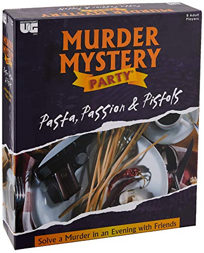 University Games Murder Mystery Party Games - Pasta, Passion and Pistols, Host Your Own Italian Restaurant Murder Mystery Dinner for 8 Players, Solve the Case with Crime Scene Clues, 18 Years and Up