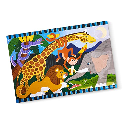 Melissa and Doug Safari Social Jumbo Jigsaw Floor Puzzle (24 pcs, 2 x 3 feet) - Kids Animal Puzzles, Large Floor Puzzles For Preschoolers And Kids Ages 3+