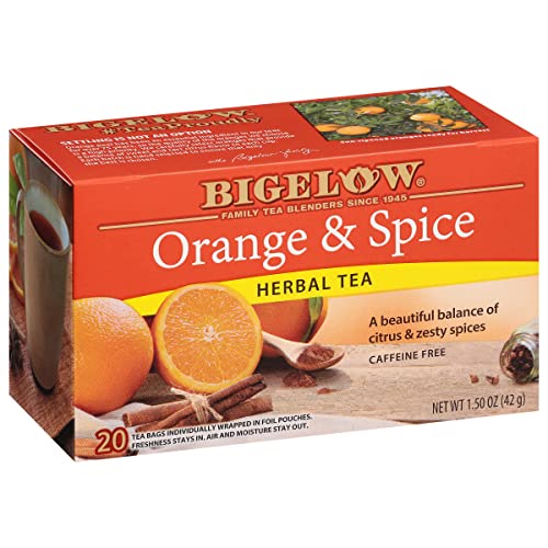 Bigelow Orange and Spice Herbal Tea, Caffeine Free, 20 Count (Pack of 6), 120 Total Tea Bags