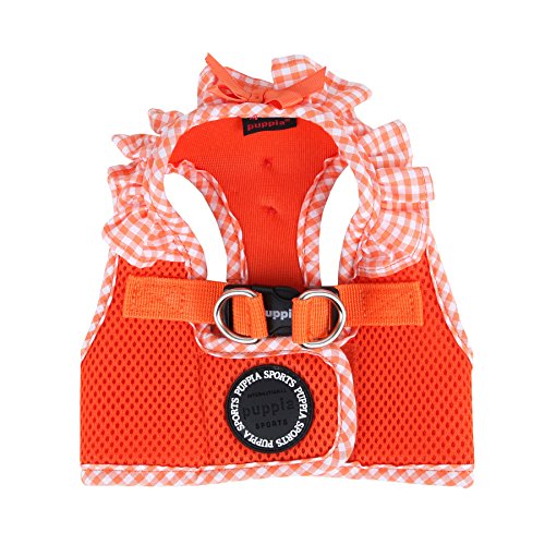 Puppia Vivien Vest Dog Harness Step-in All Season Mesh Cute No Pull No Choke Walking Training for Small Dog, Orange, X-Small